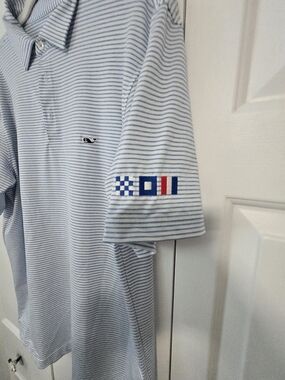 Vineyard Vines Performance Polo - Blue & White Stripe Nautical - FREE SHIPPING